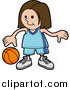 Vector Illustration of a Sporty Girl in a Blue Uniform Dribbling a Basketball During Practice by AtStockIllustration