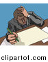 Vector Illustration of a Stressed Business Man Doing Paperwork at a Desk by AtStockIllustration