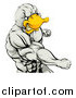 Vector Illustration of a Vicious Muscular Duck Man Punching by AtStockIllustration