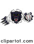 Vector Illustration of a Vicious Roaring Black Panther Mascot Shredding Through a Wall with a Baseball by AtStockIllustration