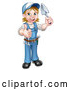 Vector Illustration of a White Female Mason Posing with a Trowel and Giving a Thumb up by AtStockIllustration