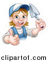 Vector Illustration of a White Female Mason Worker Holding a Trowel and Giving a Thumb up by AtStockIllustration