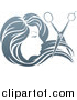 Vector Illustration of a Woman's Head in Profile, with Long Hair and Scissors Snipping off a Lock by AtStockIllustration