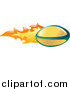 Vector Illustration of a Yellow Rugby Ball on Fire by AtStockIllustration