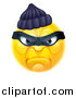 Vector Illustration of a Yellow Smiley Emoji Emoticon Robber by AtStockIllustration