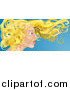 Vector Illustration of a Young Blond Caucasian Woman with Her Hair Flying in the Breeze by AtStockIllustration