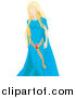 Vector Illustration of a Young Blond White Princess in a Blue Dress by AtStockIllustration