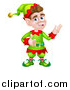 Vector Illustration of a Young Brunette White Male Christmas Elf Presenting and Giving a Thumb up by AtStockIllustration