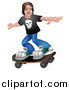 Vector Illustration of a Young Man Holding His Arms out to Maintain Balance While Skateboarding by AtStockIllustration