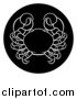 Vector Illustration of a Zodiac Horoscope Astrology Cancer Crab Circle Design, Black and White by AtStockIllustration