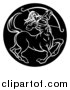 Vector Illustration of a Zodiac Horoscope Astrology Centaur Sagittarius Circle Design in Black and White by AtStockIllustration