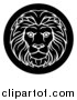 Vector Illustration of a Zodiac Horoscope Astrology Leo Lion Circle Design, Black and White by AtStockIllustration