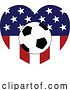 Vector Illustration of American America Flag Soccer Football Heart by AtStockIllustration