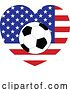 Vector Illustration of American America Flag Soccer Football Heart by AtStockIllustration