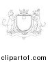 Vector Illustration of an Outlined Cat and Dog Heraldic Coat of Arms Shield by AtStockIllustration