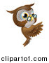 Vector Illustration of an Owl Wearing Glasses and Presenting a Sign by AtStockIllustration