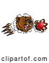 Vector Illustration of Bear Mascot Slashing Through a Wall with a Cricket Ball in a Paw by AtStockIllustration