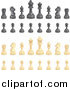 Vector Illustration of Black and Ivory Chess Pieces by AtStockIllustration