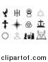 Vector Illustration of Black and White Christian Icons by AtStockIllustration