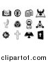 Vector Illustration of Black and White Christian Icons by AtStockIllustration