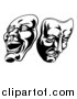 Vector Illustration of Black and White Comedy and Tragedy Theater Masks by AtStockIllustration