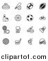 Vector Illustration of Black and White Sports Equipment Icons by AtStockIllustration