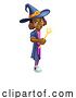 Vector Illustration of Black Girl Child Halloween Witch Sign by AtStockIllustration