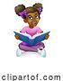 Vector Illustration of Black Girl Child Kid Reading Book by AtStockIllustration