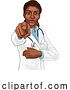 Vector Illustration of Black Lady Medical Doctor Needs You Pointing by AtStockIllustration