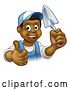 Vector Illustration of Black Male Mason Worker Holding a Trowel and Giving a Thumb up by AtStockIllustration