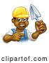 Vector Illustration of Black Male Mason Worker Holding a Trowel and Pointing by AtStockIllustration