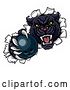 Vector Illustration of Black Panther Mascot Breaking Through a Wall with a Bowling Ball by AtStockIllustration