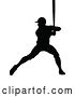 Vector Illustration of Black Silhouetted Baseball Player Batting by AtStockIllustration