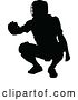 Vector Illustration of Black Silhouetted Baseball Player Catcher by AtStockIllustration