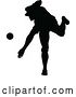 Vector Illustration of Black Silhouetted Baseball Player Pitching by AtStockIllustration