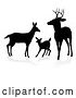 Vector Illustration of Black Silhouetted Deer Family, with a Shadow on a White Background by AtStockIllustration
