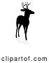 Vector Illustration of Black Silhouetted Deer Stag Buck, with a Shadow on a White Background by AtStockIllustration