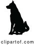 Vector Illustration of Black Silhouetted German Shepherd Dog Sitting by AtStockIllustration