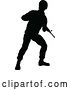 Vector Illustration of Black Silhouetted Male Armed Soldier by AtStockIllustration