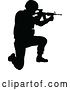 Vector Illustration of Black Silhouetted Male Armed Soldier by AtStockIllustration