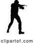 Vector Illustration of Black Silhouetted Male Armed Soldier by AtStockIllustration