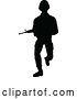 Vector Illustration of Black Silhouetted Male Armed Soldier by AtStockIllustration