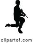 Vector Illustration of Black Silhouetted Male Armed Soldier by AtStockIllustration