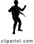 Vector Illustration of Black Silhouetted Male Armed Soldier by AtStockIllustration