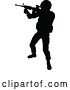 Vector Illustration of Black Silhouetted Male Armed Soldier by AtStockIllustration