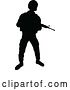 Vector Illustration of Black Silhouetted Male Armed Soldier by AtStockIllustration