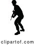 Vector Illustration of Black Silhouetted Male Armed Soldier by AtStockIllustration