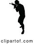 Vector Illustration of Black Silhouetted Male Armed Soldier by AtStockIllustration