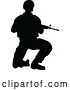 Vector Illustration of Black Silhouetted Male Armed Soldier by AtStockIllustration