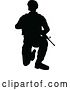 Vector Illustration of Black Silhouetted Male Armed Soldier by AtStockIllustration